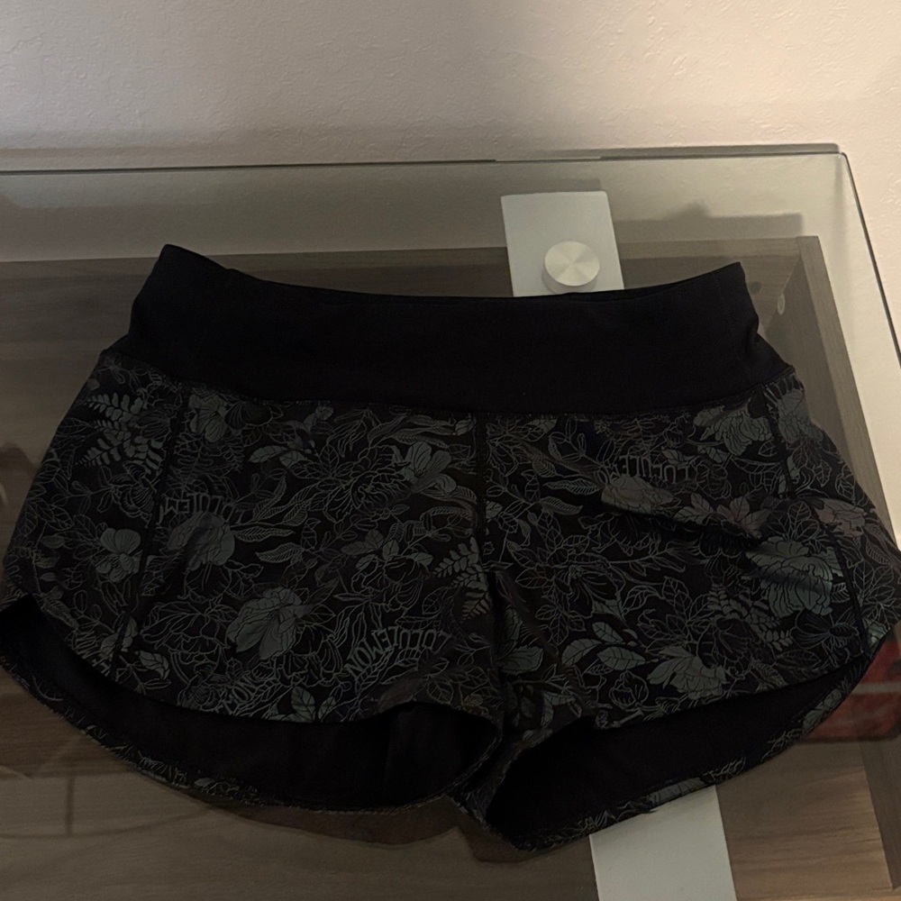 lululemon athletica Black Floral Women's Athletic Shorts